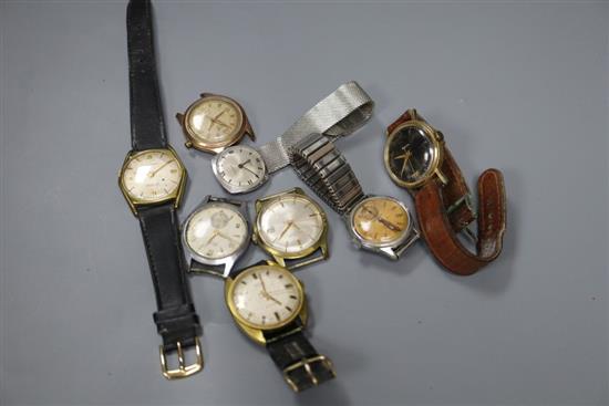Eight assorted mainly gentlemans wrist watches including Avia & Westclox.